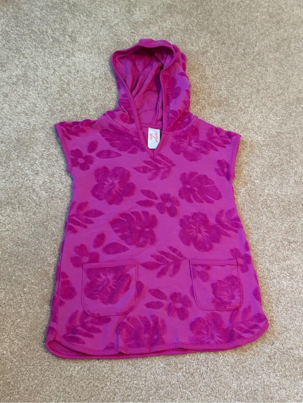 Toddler Girl’s Cat & Jack Purple Terry Swimsuit CoverUp hooded floral print